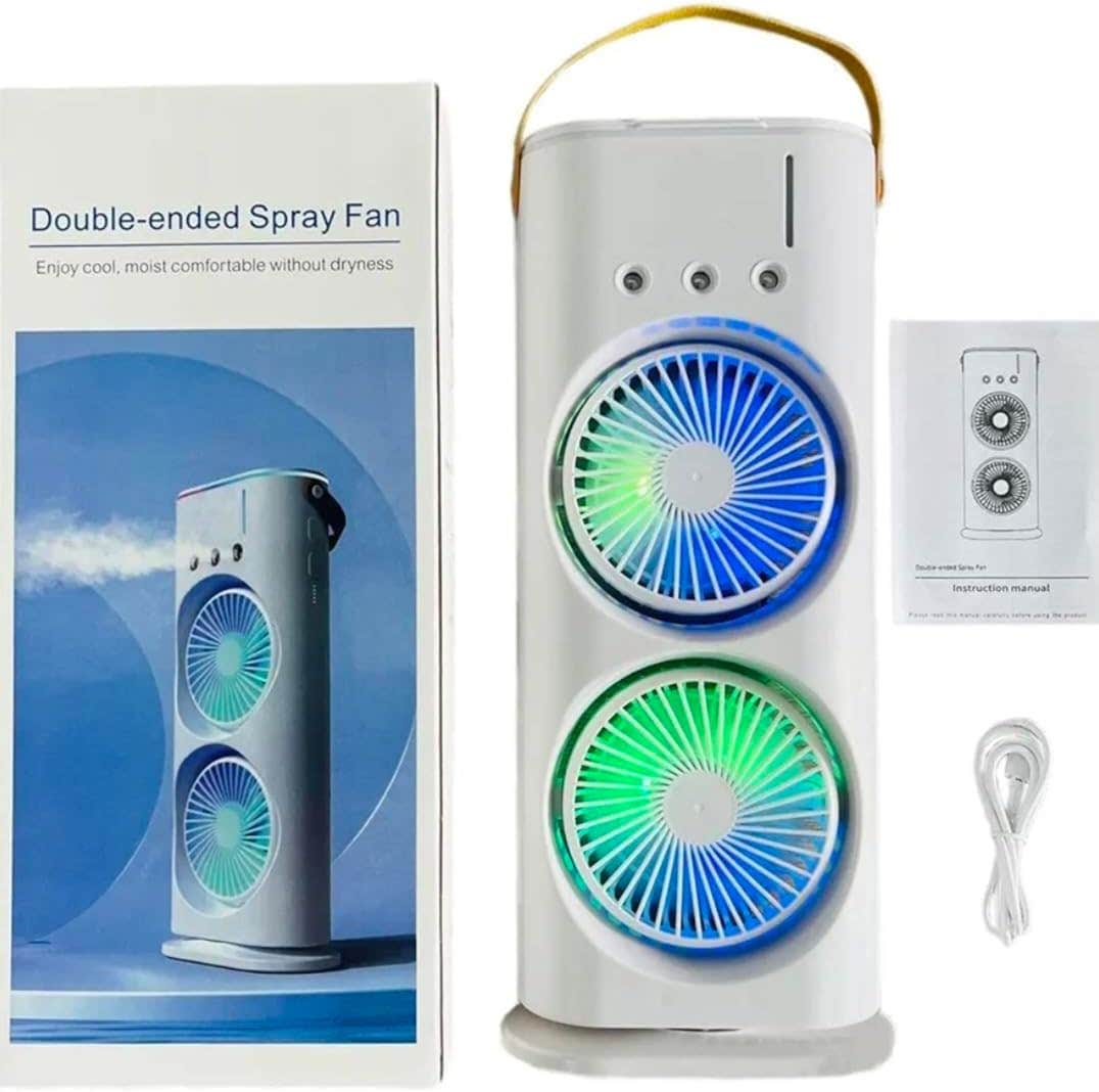 Exxelo Portable Double-Ended Usb Rechargeable Spray Fan - White