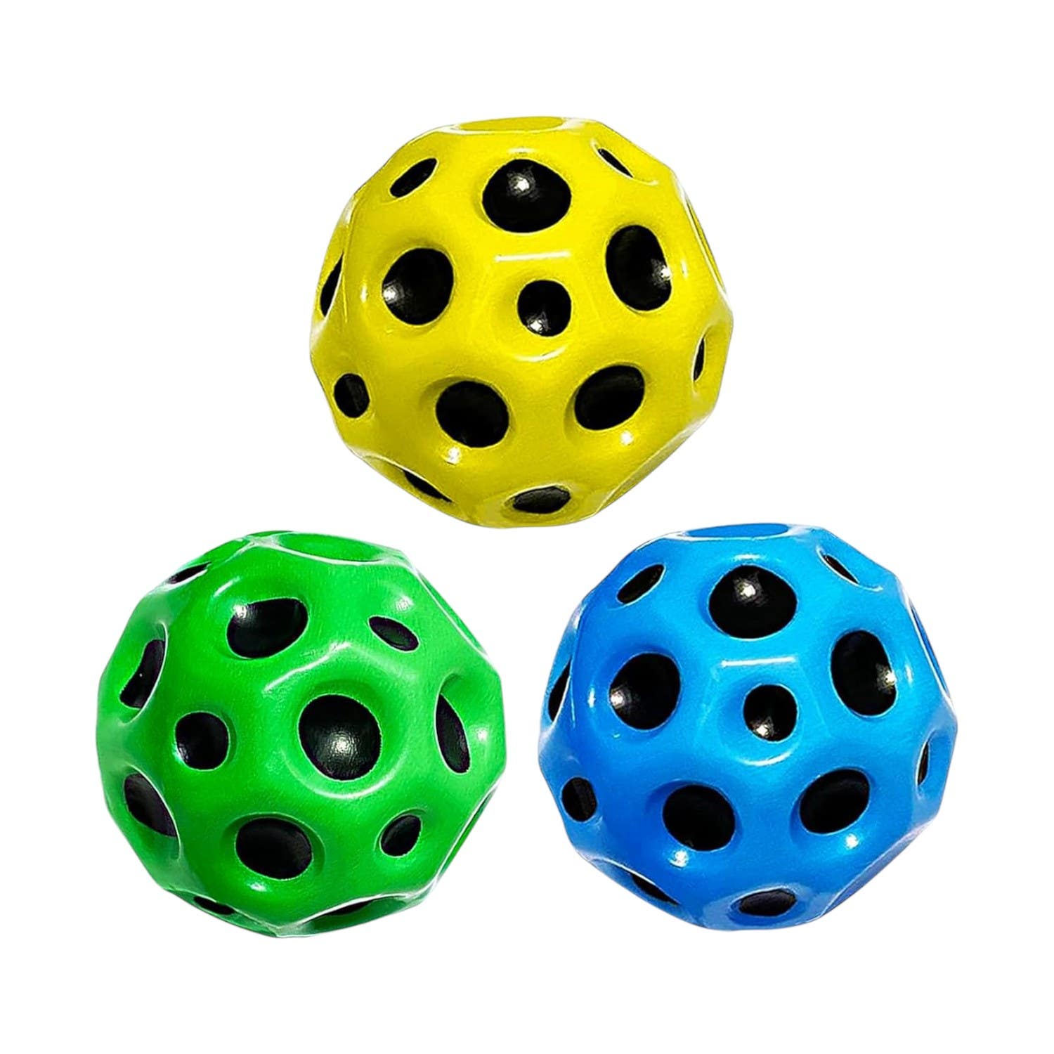 Etievort Bouncy Design Rubber Astro Jump Ball, 7cm, 3 Pieces - Multicolor