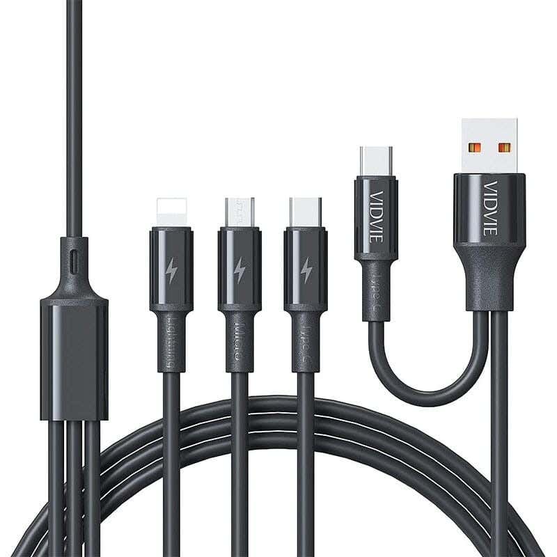 Vidvie CB4010 Charging Cable, 5-in-1, Multi-Functional, 2.4A, 1.2m - Black