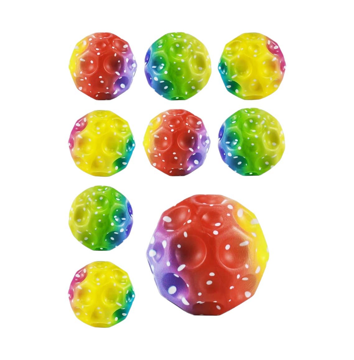 Neiveino Rainbow Design Rubber Jump Ball, 9 Pieces - Multicolor