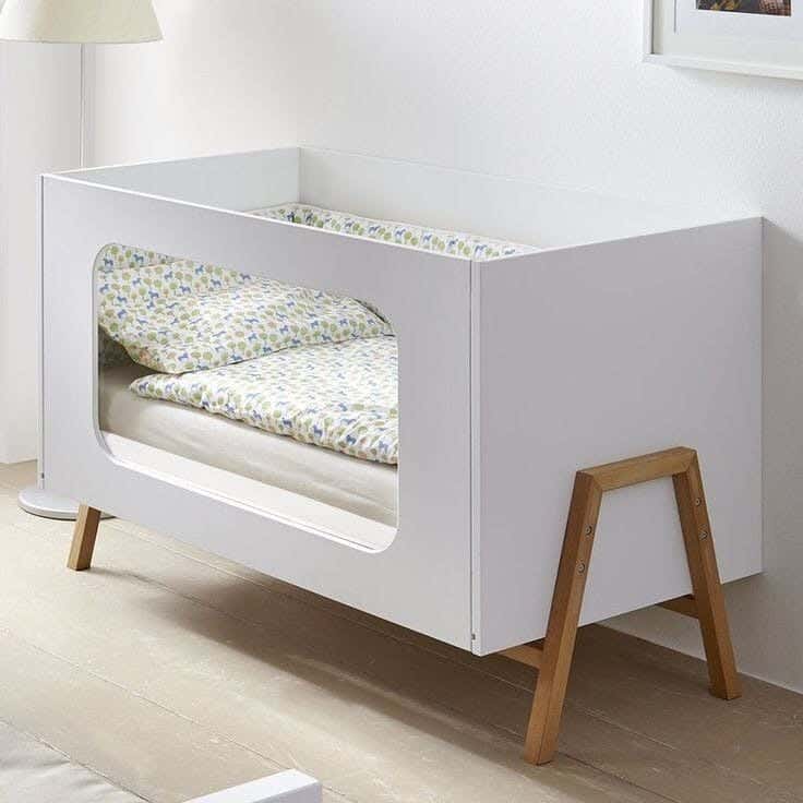 Spanish MDF Wood Baby Bed, 100 × 80 × 60 Cm - White