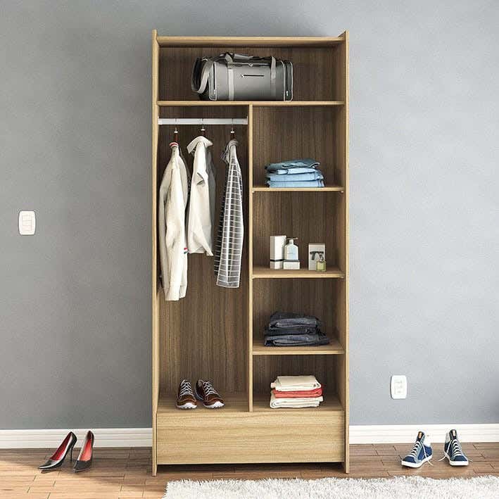 MDF Wood Open Wardrobe, 90x45x200 Cm - Beige