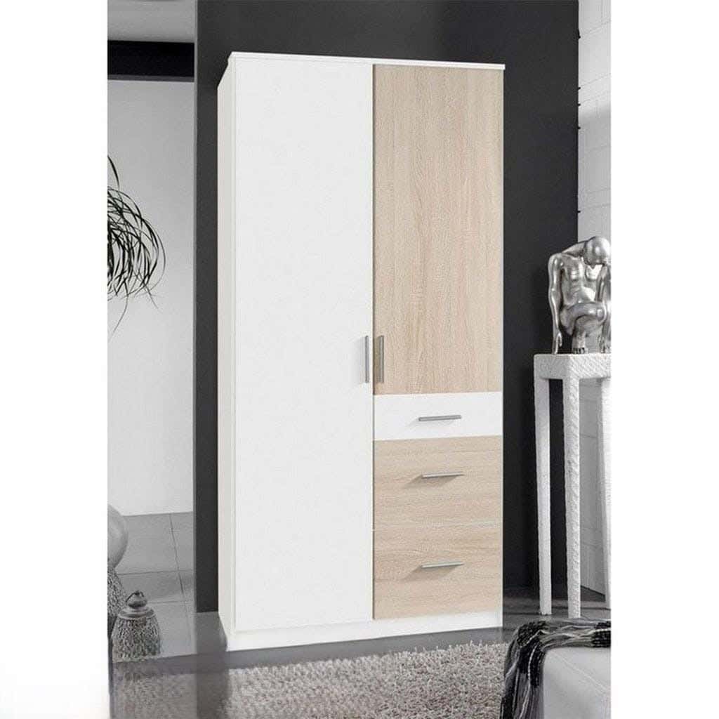 Wardrobe MDF Wood Covered With HPL Layer, 200×120×50 cm - White