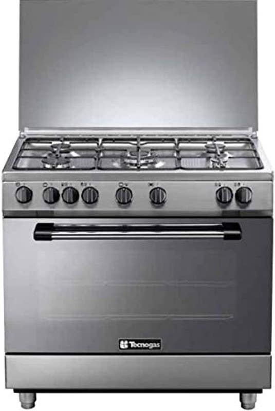 Technogas P965Gvx Stainless Steel Gas Cooker, 5 Burners, 60 X 90 Cm, Grill - Silver