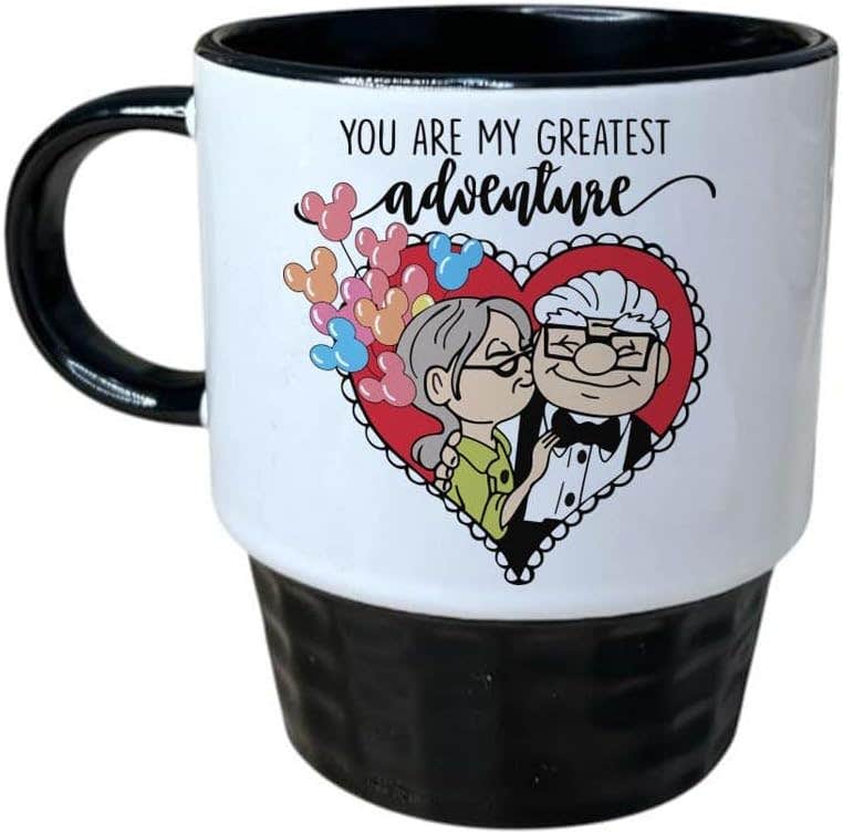 Porcelain Ribbed Mug, Double Sided Printing, Greatest Adventure, 250 ml - White Black