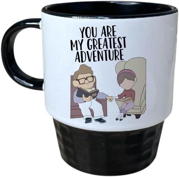 Porcelain Ribbed Mug, Double Sided Printing, Greatest Adventure, 250 ml - White Black