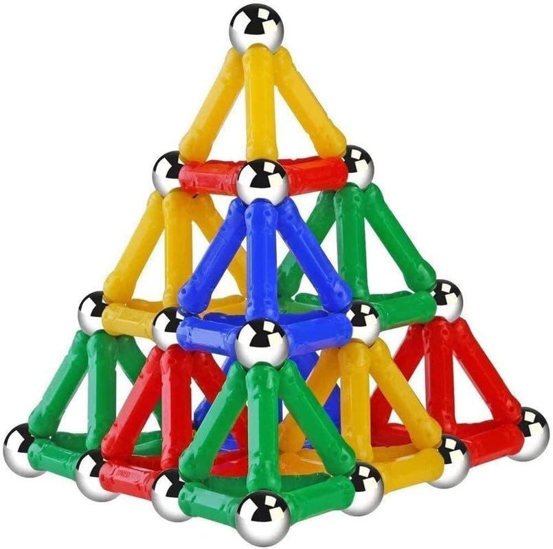 Magnetic Balls Set of 71 Sticks, 32 Magnetic Balls for Children, 103 Pieces - Multi Color