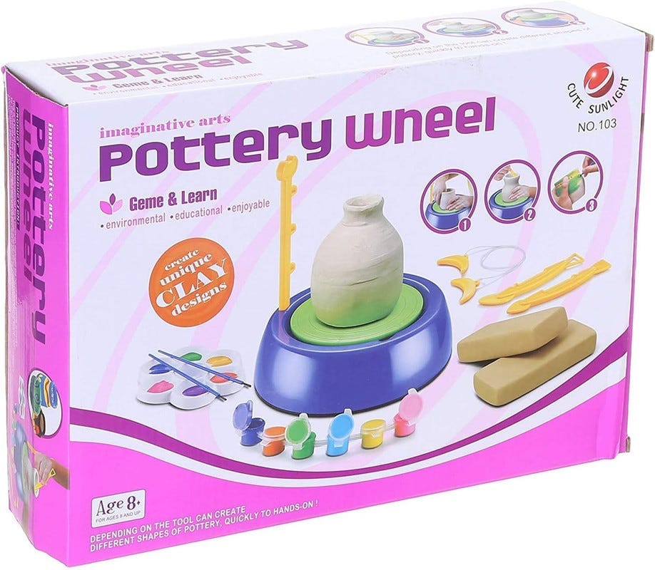 Magic Pottery Wheel Toy for Children, Plastic - Multi-Colour
