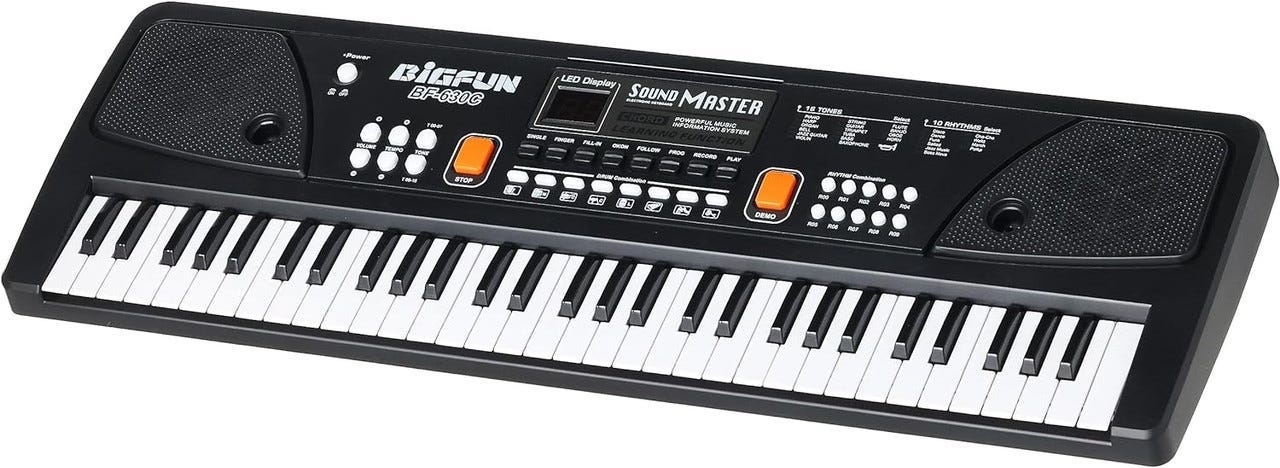 Electric keyboard, 61 keys, 6.5 x 63 x 20.5 cm, plastic - black