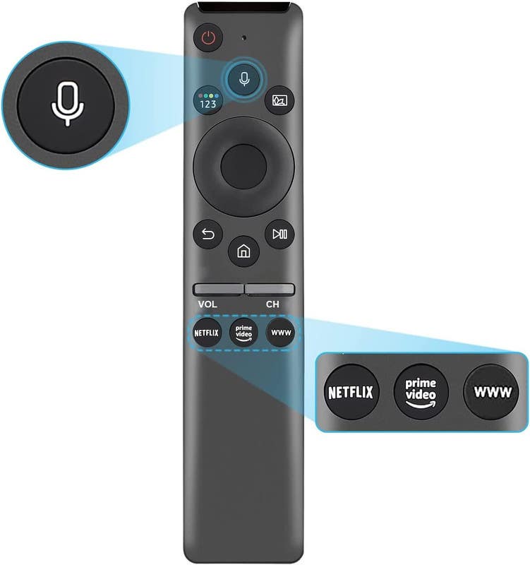 Remote Control, Compatible with Samsung Ultra Curve LED, Voice Control - Black