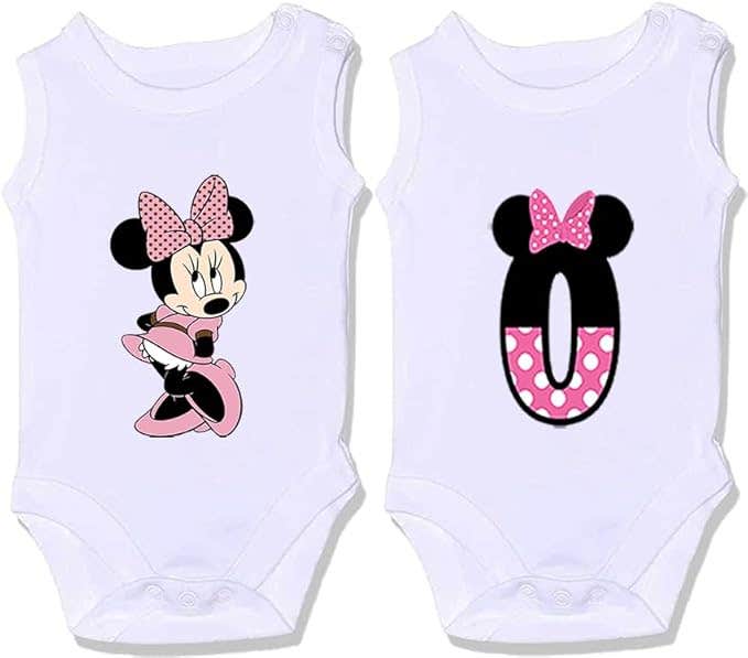 Minnie Design Comfortable Cotton Baby Salopette Set, Newborn, 2 Pieces