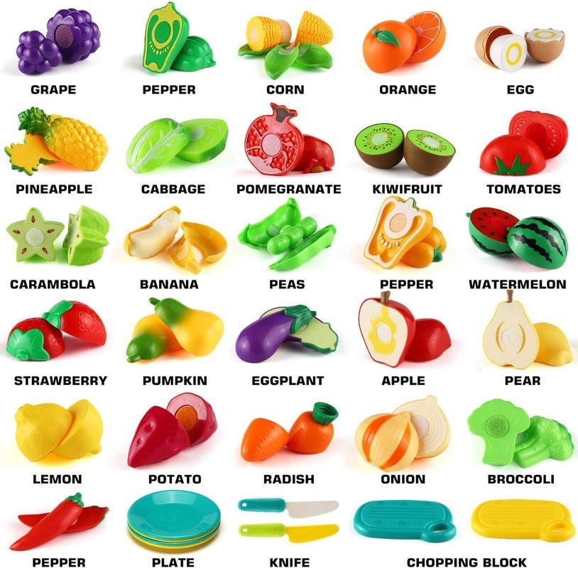 Food Cutting Game, 70 Pieces - Multicolor