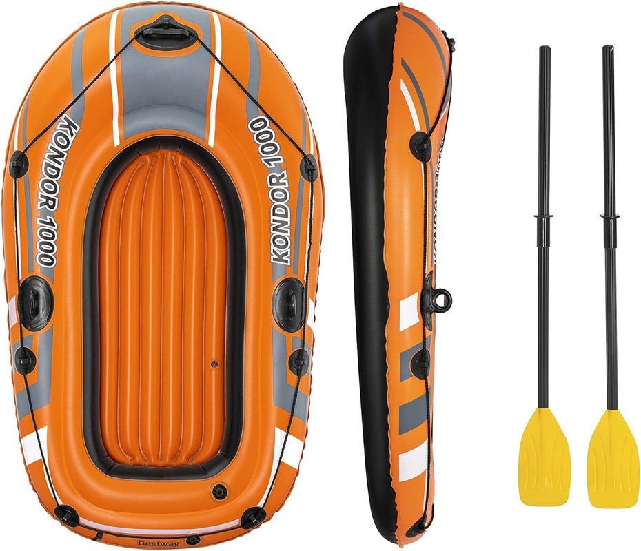 Inflatable Boat, 2 Paddles, 155x97 cm - Multicolor