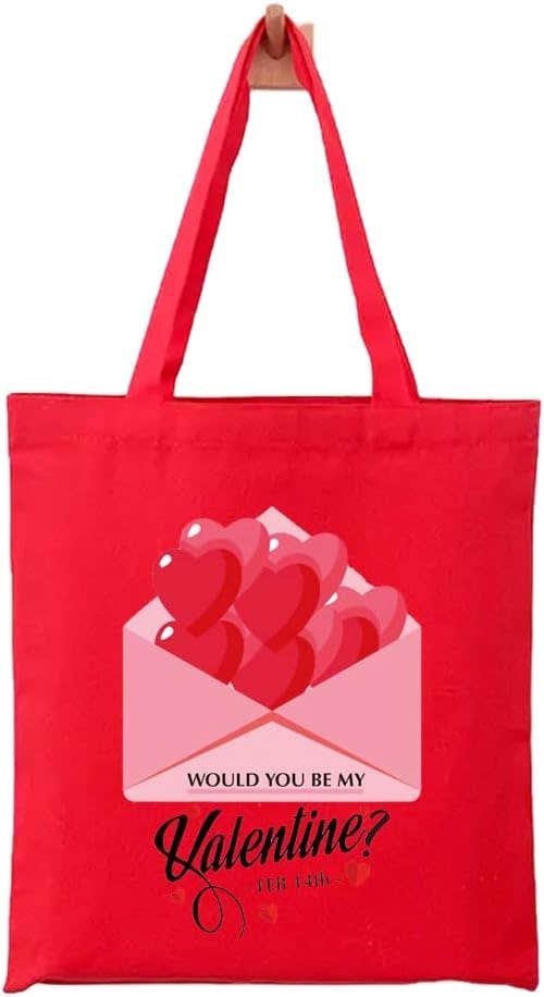 Valentine's Design Fabric Tote Bag - Red
