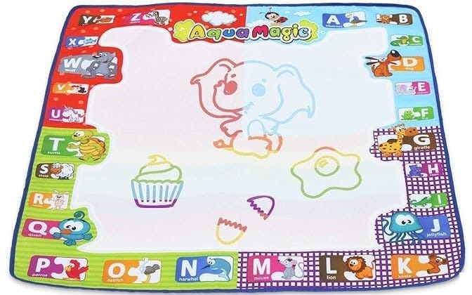drawing mat and educational toys for children, with 3 magic pens and stamps, 78 x 78 cm - Multi Color