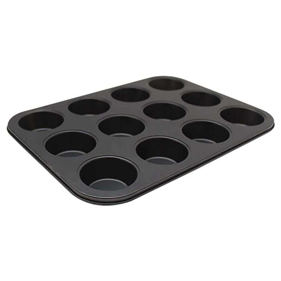 Aluminum cupcake tray, 12 pieces - black
