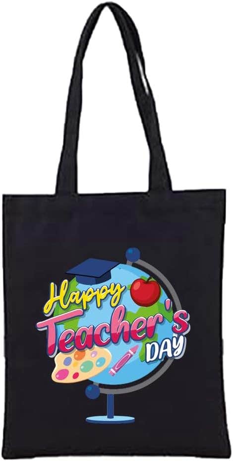 Mother's Day Design Fabric Tote Bag - Black