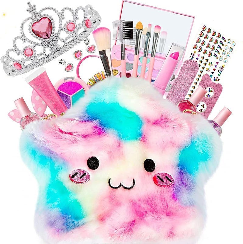 Girls' Makeup Set Toy, With Makeup Bag, 21 Pieces - Multicolor