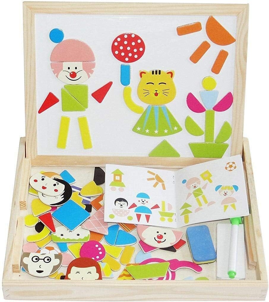 Wooden Drawing Board For Children, Magnetic, Dry Erase - Multicolor