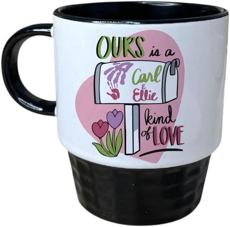 Porcelain Ribbed Mug, Double Sided Printing, Kind of Love, 250 ml - White Black