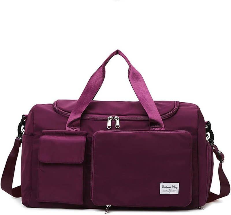DUSENUS Waterproof Travel Duffel Bag with Shoe Compartment - Red