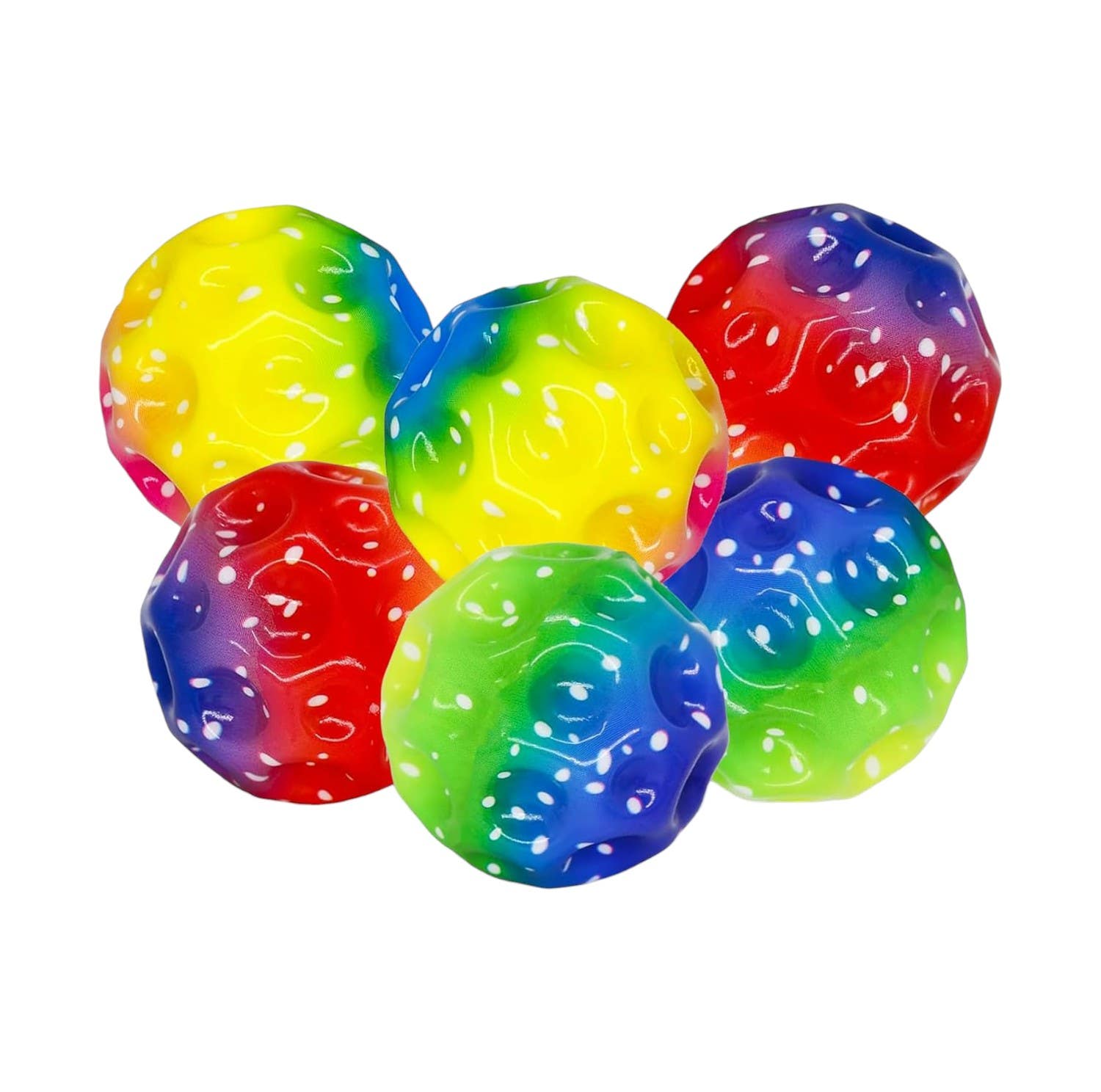 Tuofang Rubber Space Ball, 7 cm, 6 Pieces - Multicolor