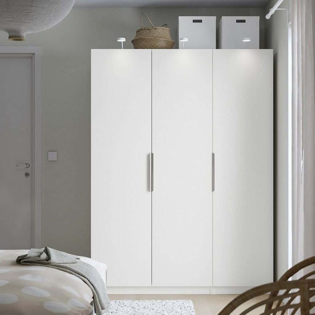 Wardrobe MDF Wood Covered With HPL Layer, 180×150×50 cm - White