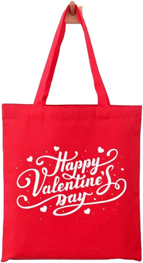 Valentine's Design Fabric Tote Bag - Red