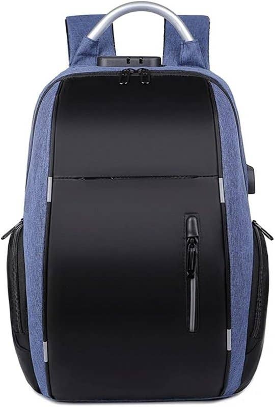 DEOTSY Password Lock Anti theft USB Charging Travel Laptop Backpack Bag - Black and Blue