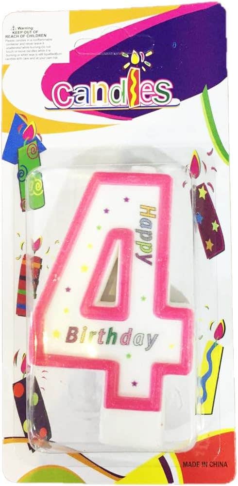 No.4 Design Birthday Candle - Red