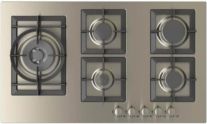 Kitchen Line ZP.JWN5020 Built In Gas Hob, 5 Burners, 90 Cm - Silver