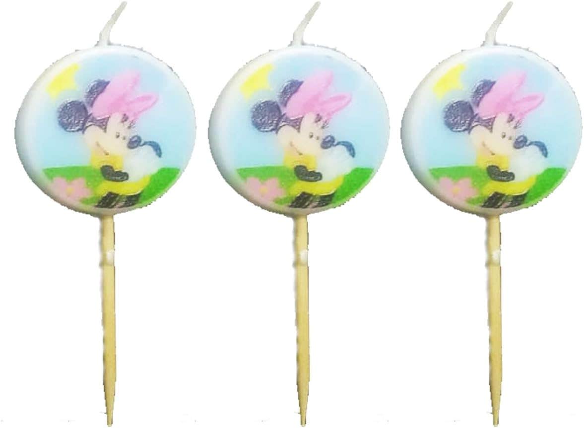 Minnie Mouse Design Decorative Birthday Candles, 3 Pieces - Multicolor
