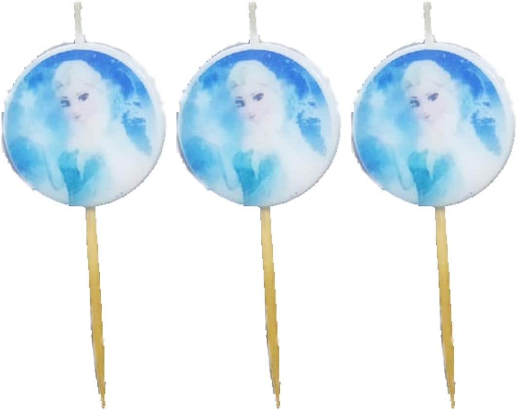 Frozen Design Decorative Birthday Candles, 3 Pieces - Multicolor