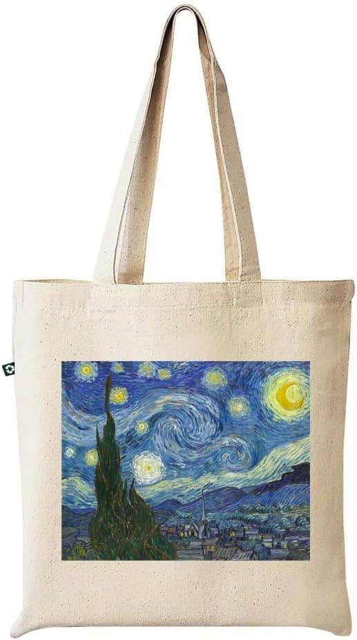 Printed Design Fabric Tote Bag - Beige