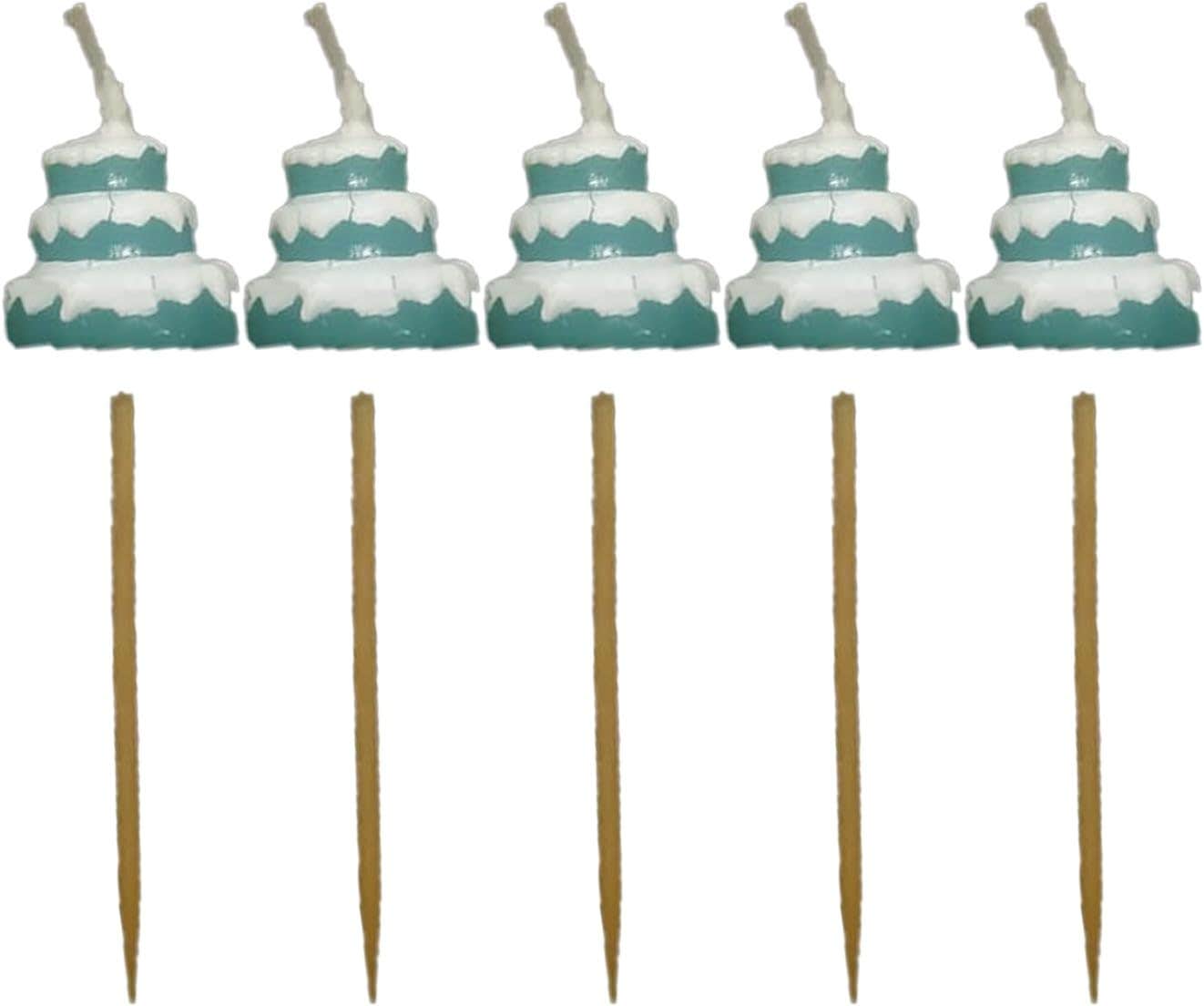 Cake Design Decorative Birthday Candles, 5 Pieces - Blue White