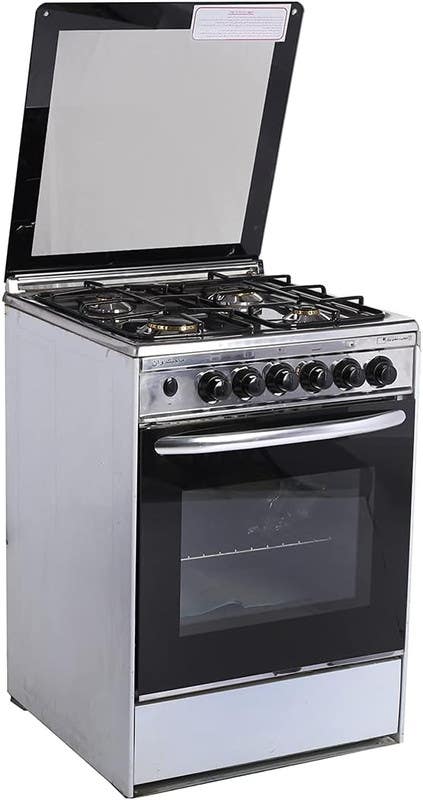 Technogas Gas Stove, 55 × 55 Cm, 4 Burners - Black Silver