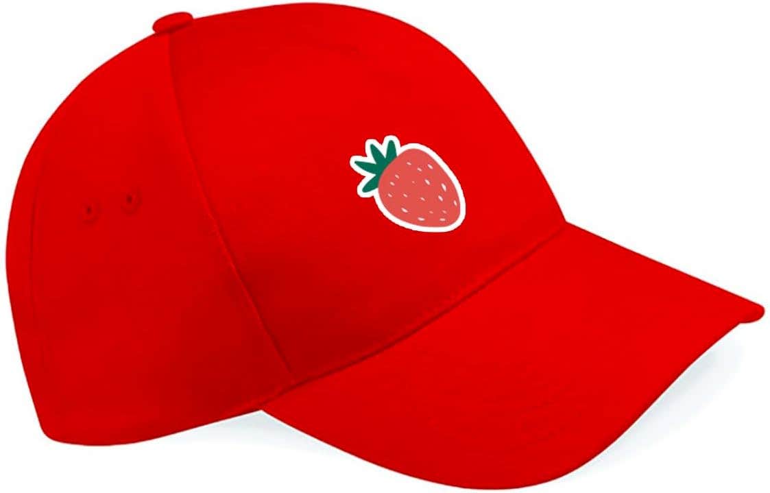 Strawberry Design Polyester Cap, One Size - Red