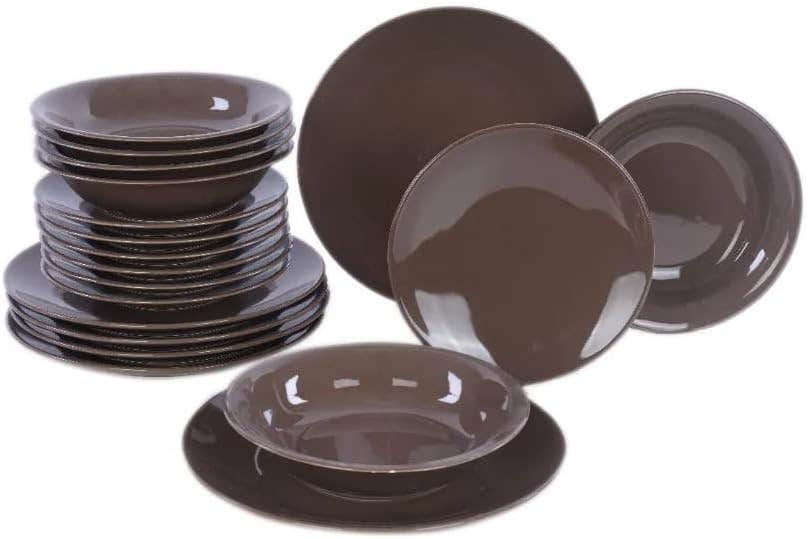 Kutahya Porcelain Dinnerware Set, 24 pieces - Brown
