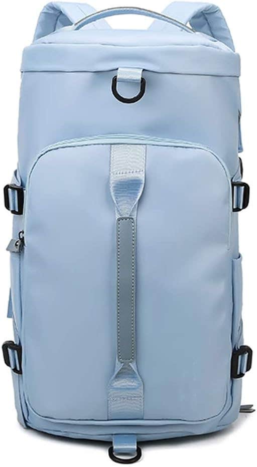 Manfnee Shoe Compartment Fabric Gym Duffel Backpack - Blue