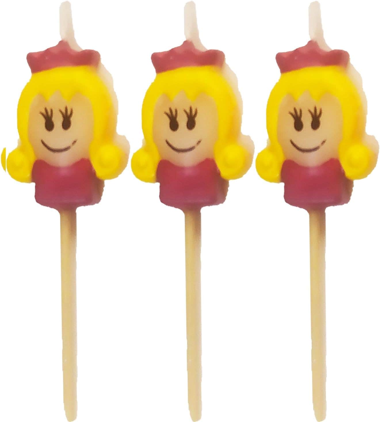 Princess Design Decorative Birthday Candles, 3 Pieces - Multicolor
