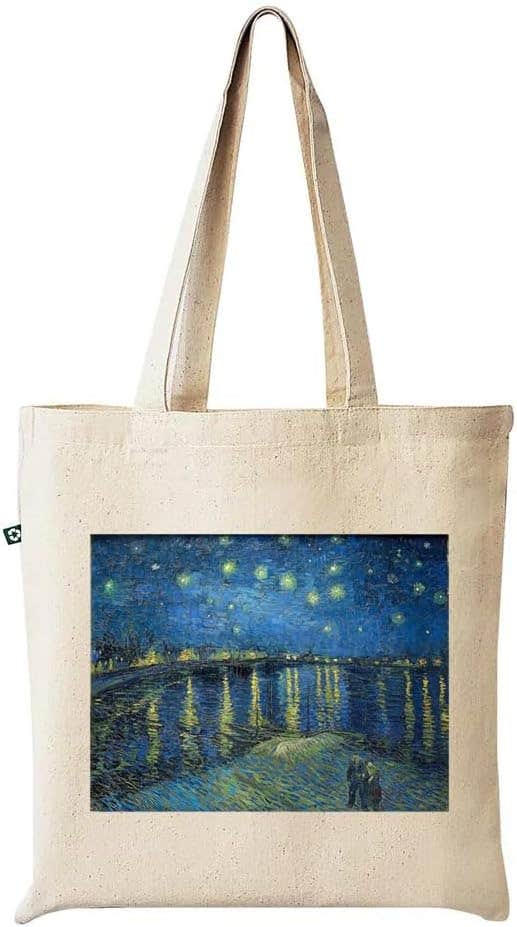 Printed Design Fabric Tote Bag - Beige