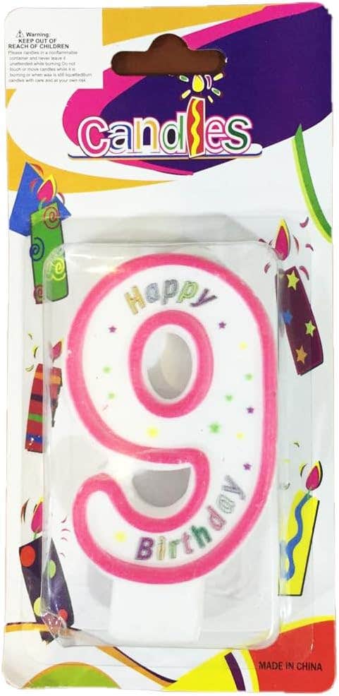 No.9 Design Birthday Candle - Red