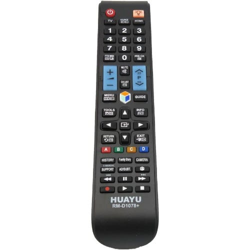 Huayu RM-D1078+ Remote Control, Compatible with Samsung Screens - Black