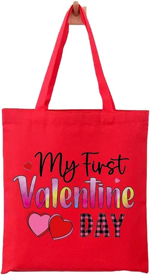 Valentine's Design Fabric Tote Bag - Red