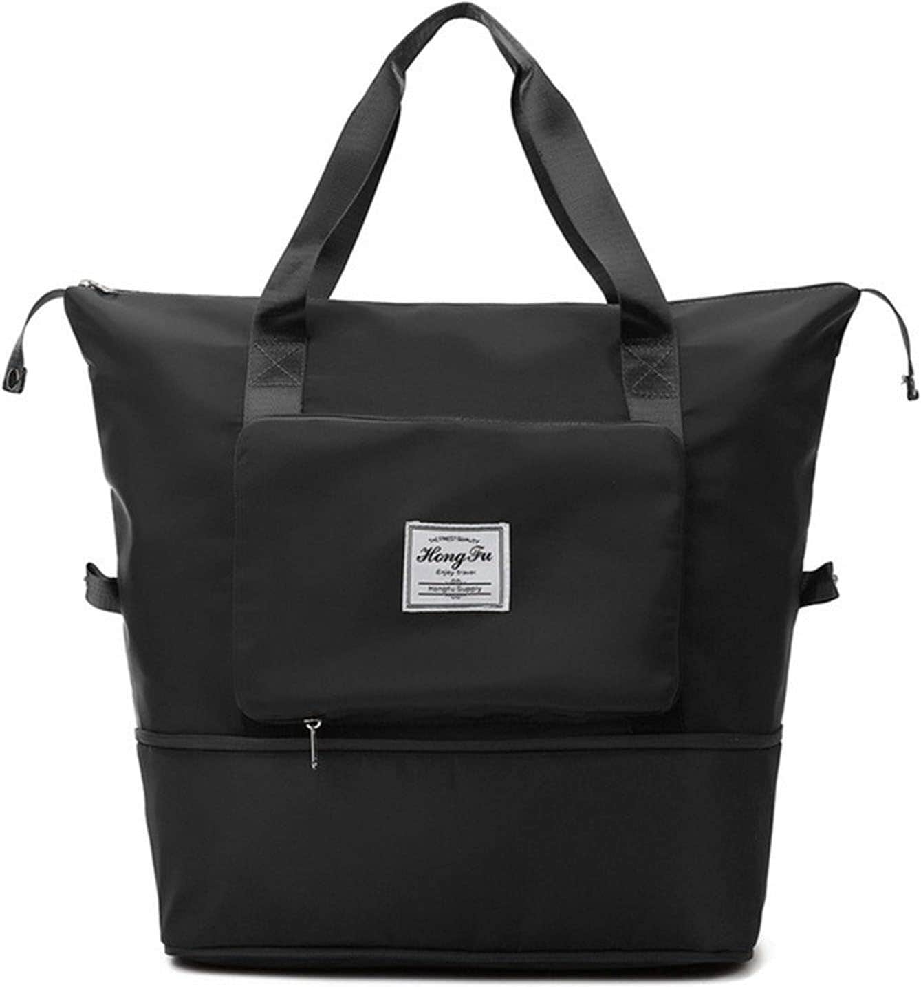 Junde Dry Wet Separation Foldable Waterproof Travel Duffel Bag, Large - Black