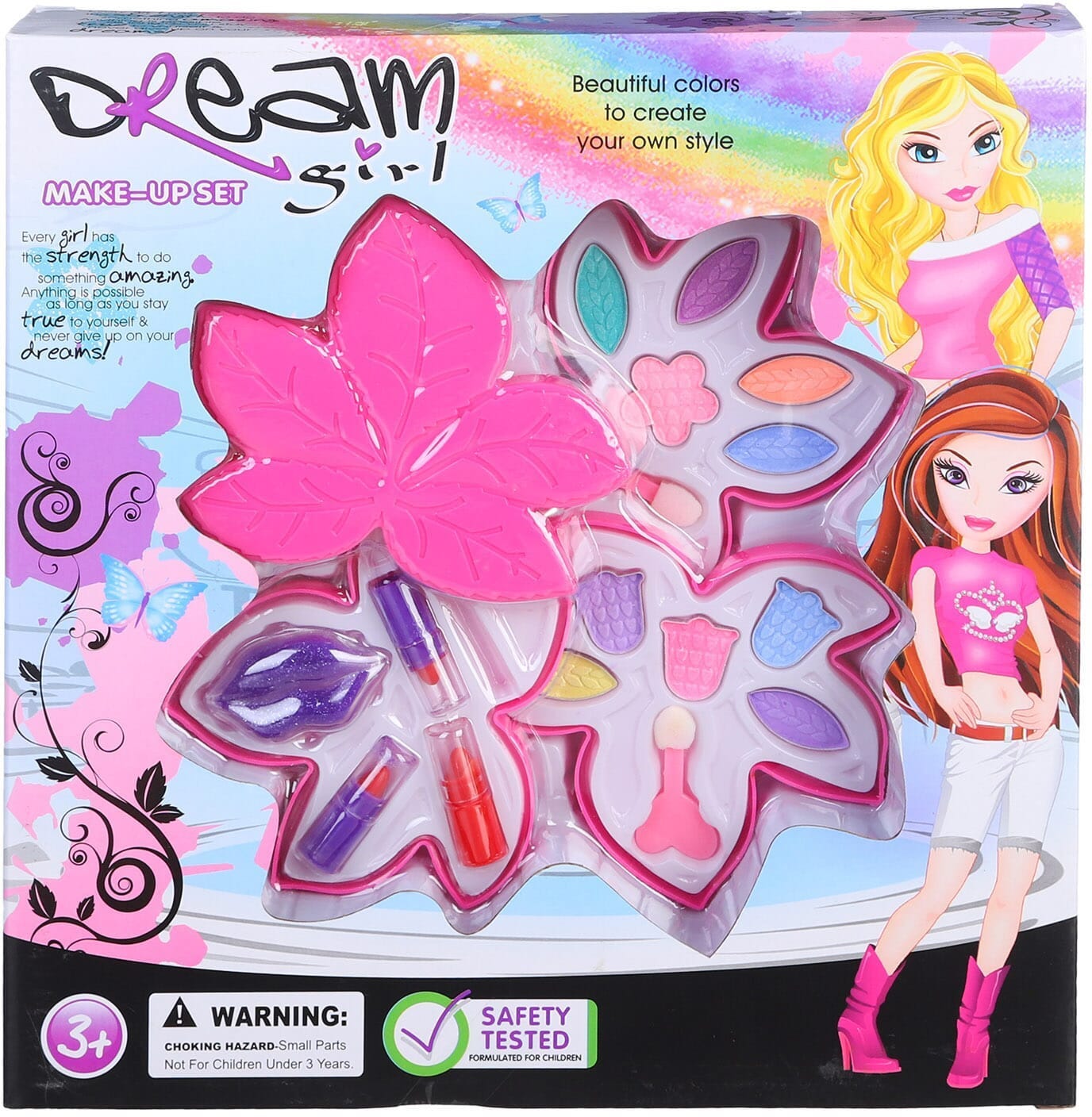 Plastic Leaf-Shaped Makeup Toy for Girls - Multicolor