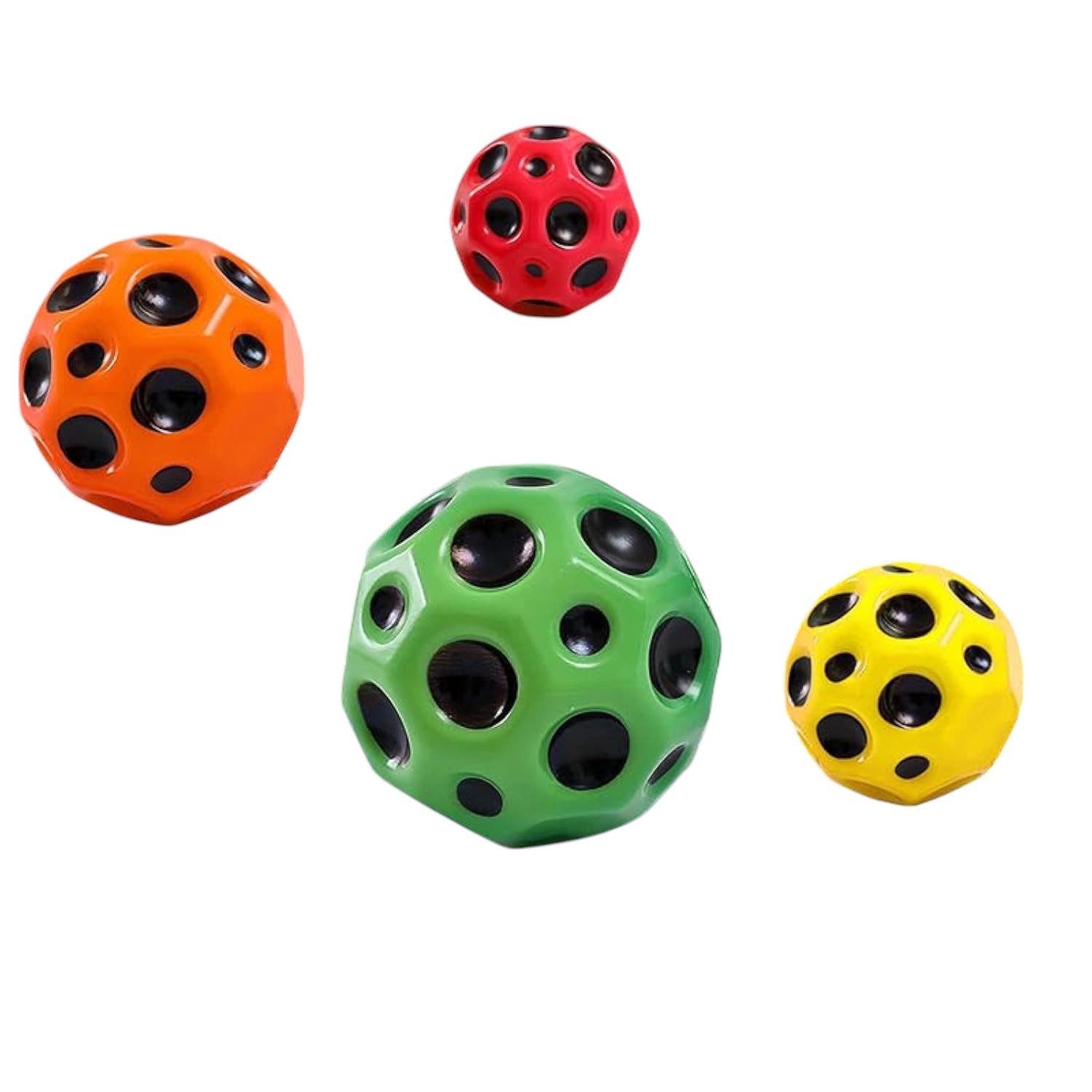 Songyea Bouncy Design Rubber Moon Balls, 7 cm, 4 Pieces - Multicolor