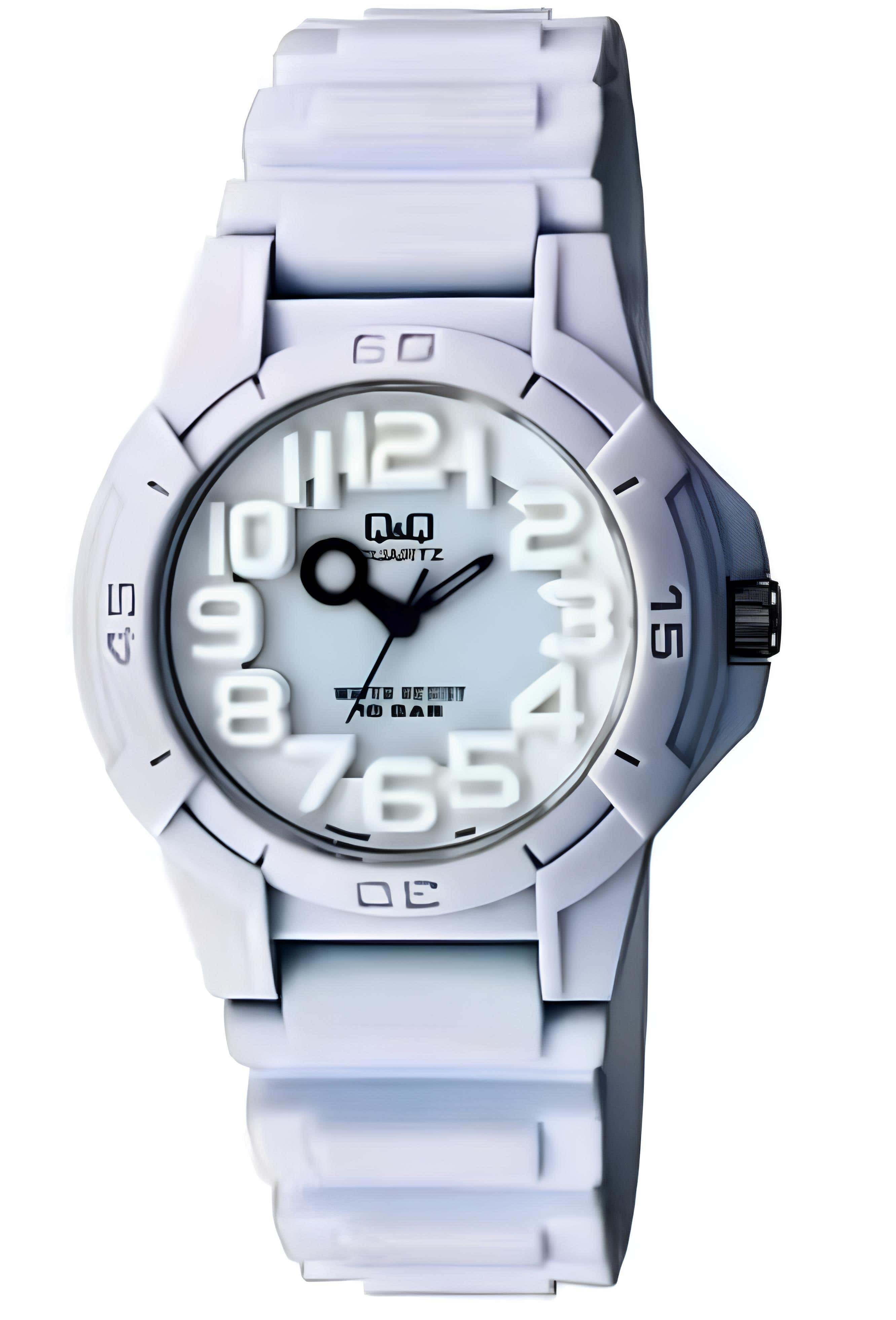 Q&Q VR00J002Y Round Analog Casual Watch For Men, L /40 - 48 mm - White