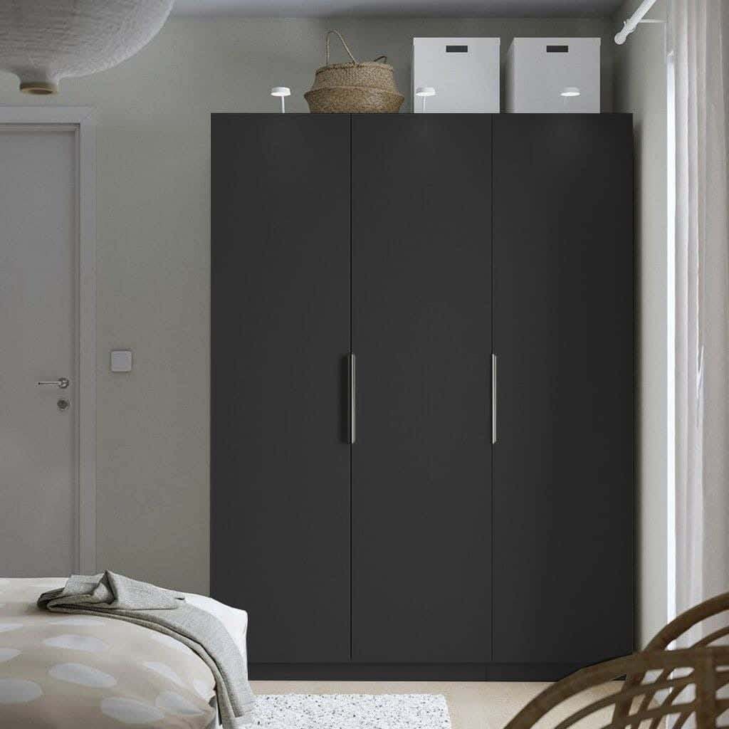 Wardrobe MDF Wood Covered With HPL Layer, 180×150×50 cm - Black
