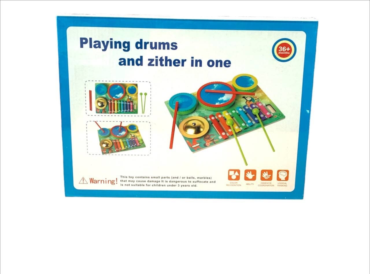 Alsafwa W35-81 Xylophone And Drum Set for Unisex Children - Multicolor